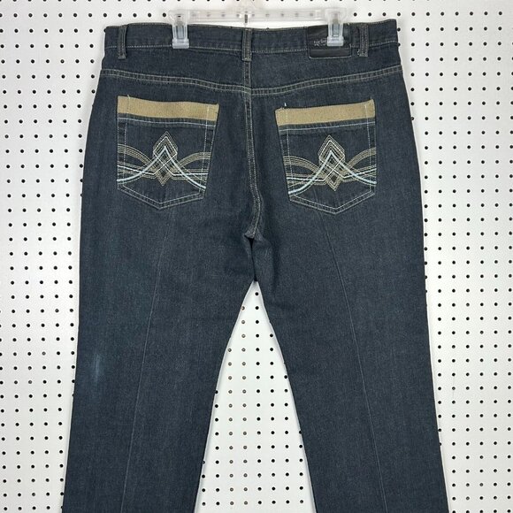 Urban Label Y2K Wide Leg Denim Jeans‎ 38x30 Stitched Blue Streetwear Skate Baggy - Picture 2 of 7